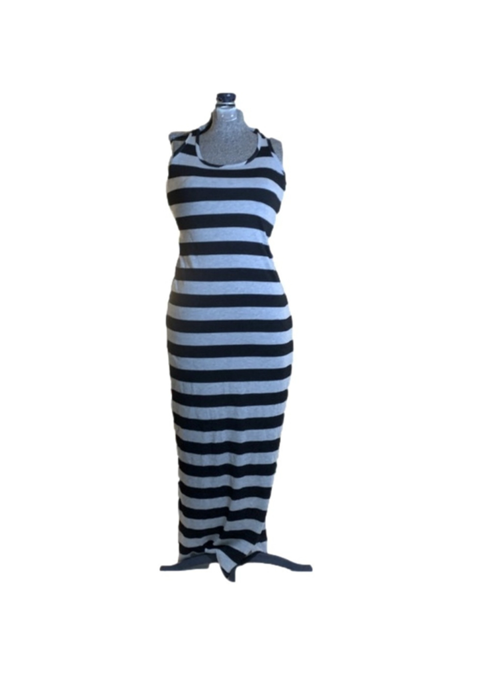XS Rebel Sugar long stretchy grey black horizontal stripe tank dress 🇨🇦
